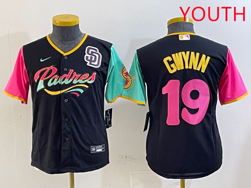 Youth San Diego Padres 19 Gwynn Black City Edition Game 2025 Nike MLB Jersey style 3